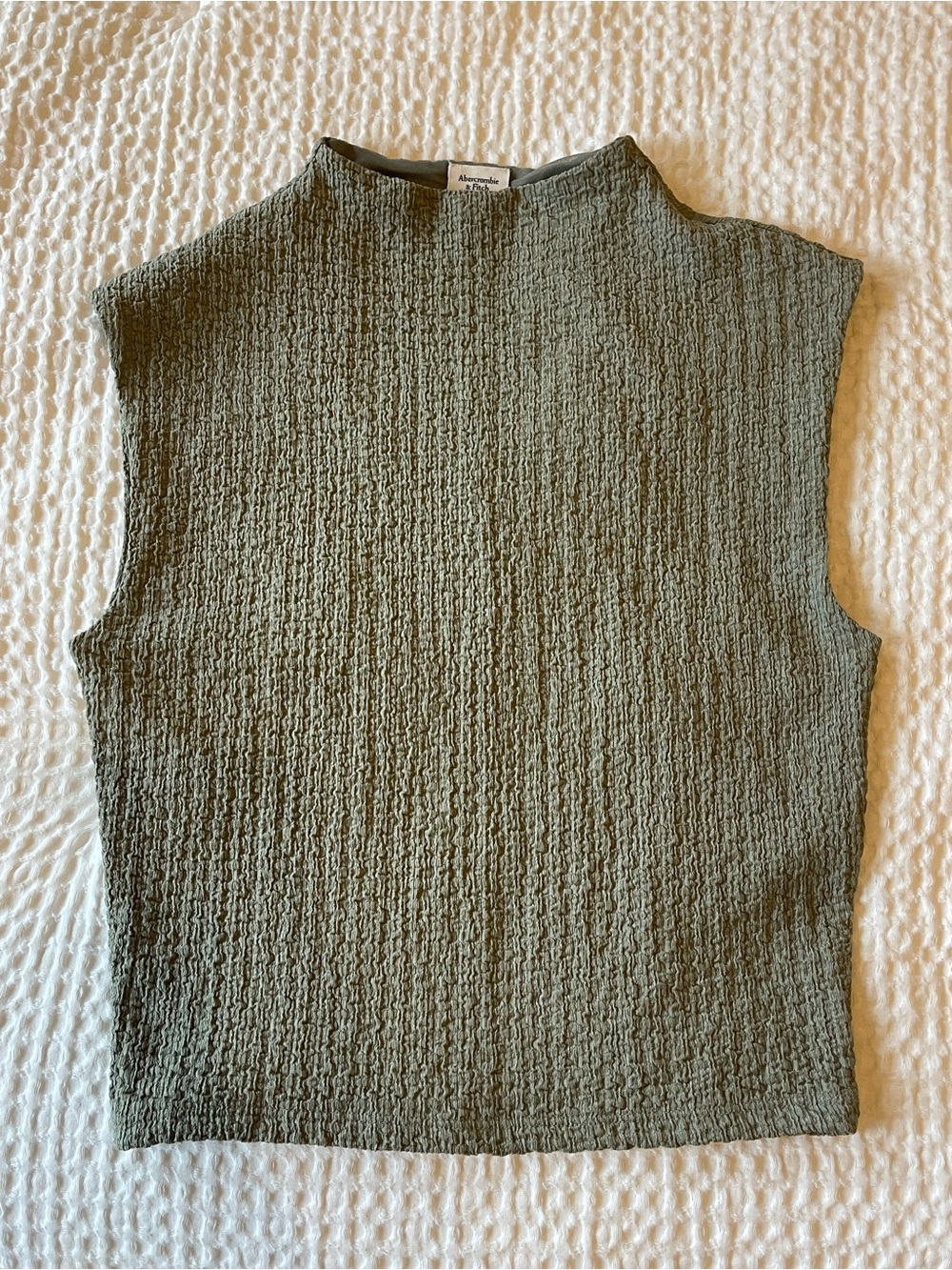 Abercrombie & Fitch Olive Green Sleeveless Mock Neck Tank